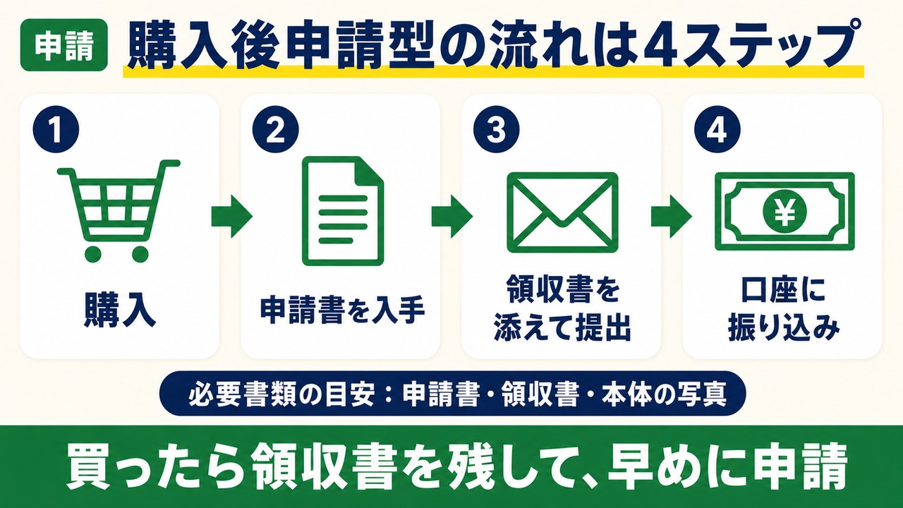 購入後申請型の流れ4ステップ