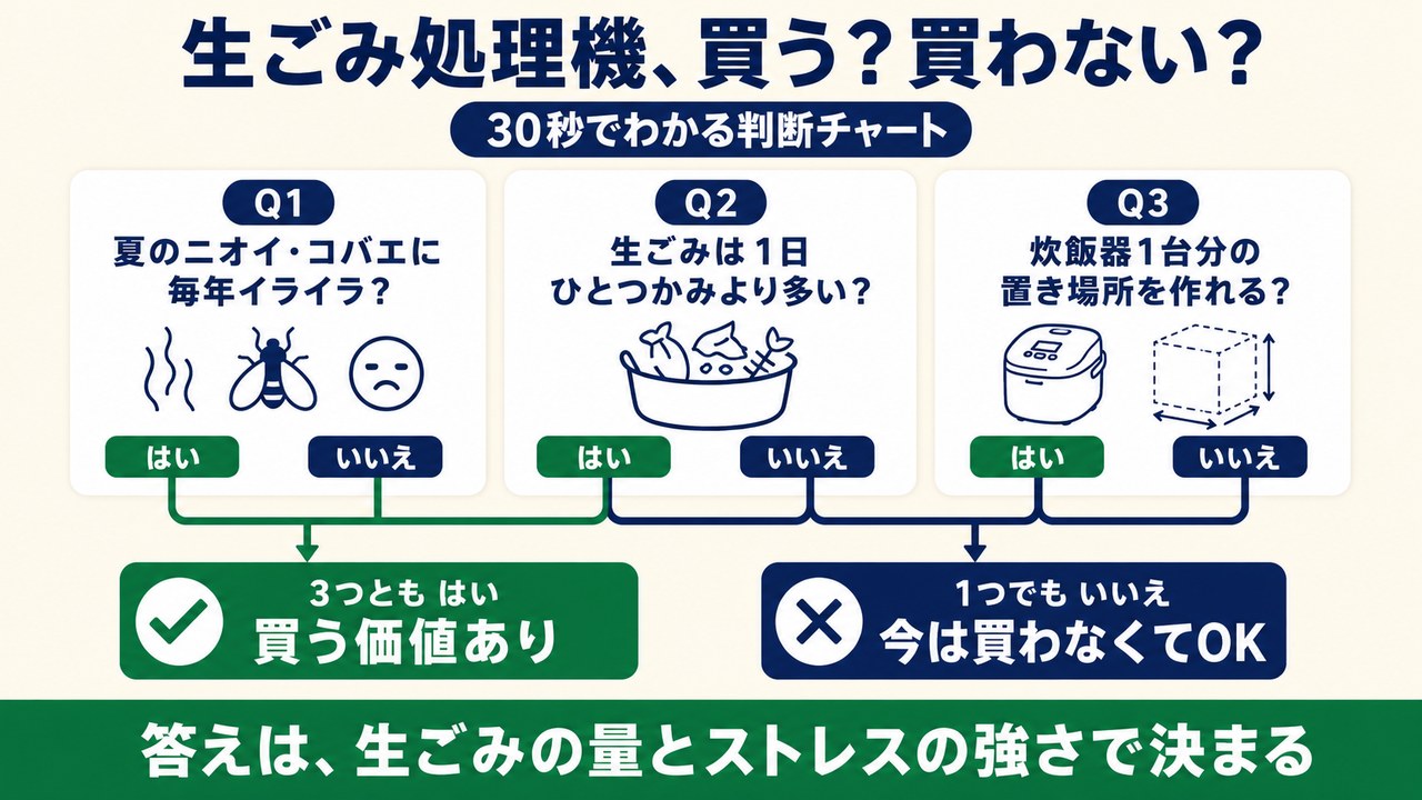 生ごみ処理機を買うか買わないかの30秒判断チャート
