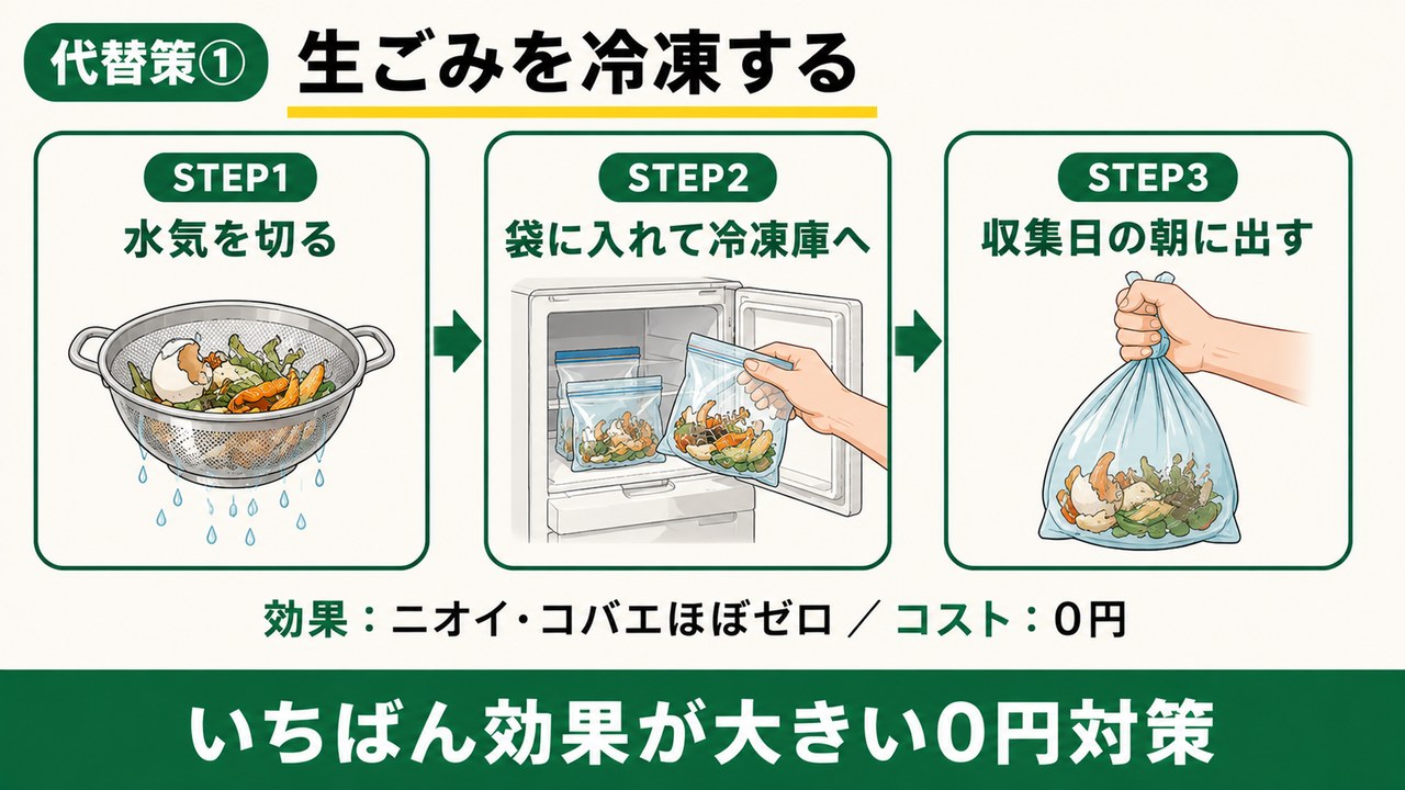 生ごみを冷凍する方法の手順