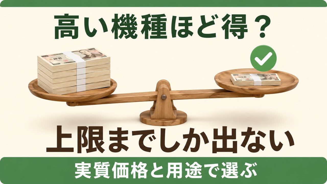高い機種ほど得？（助成金は上限までしか出ない・実質価格と用途で選ぶ）