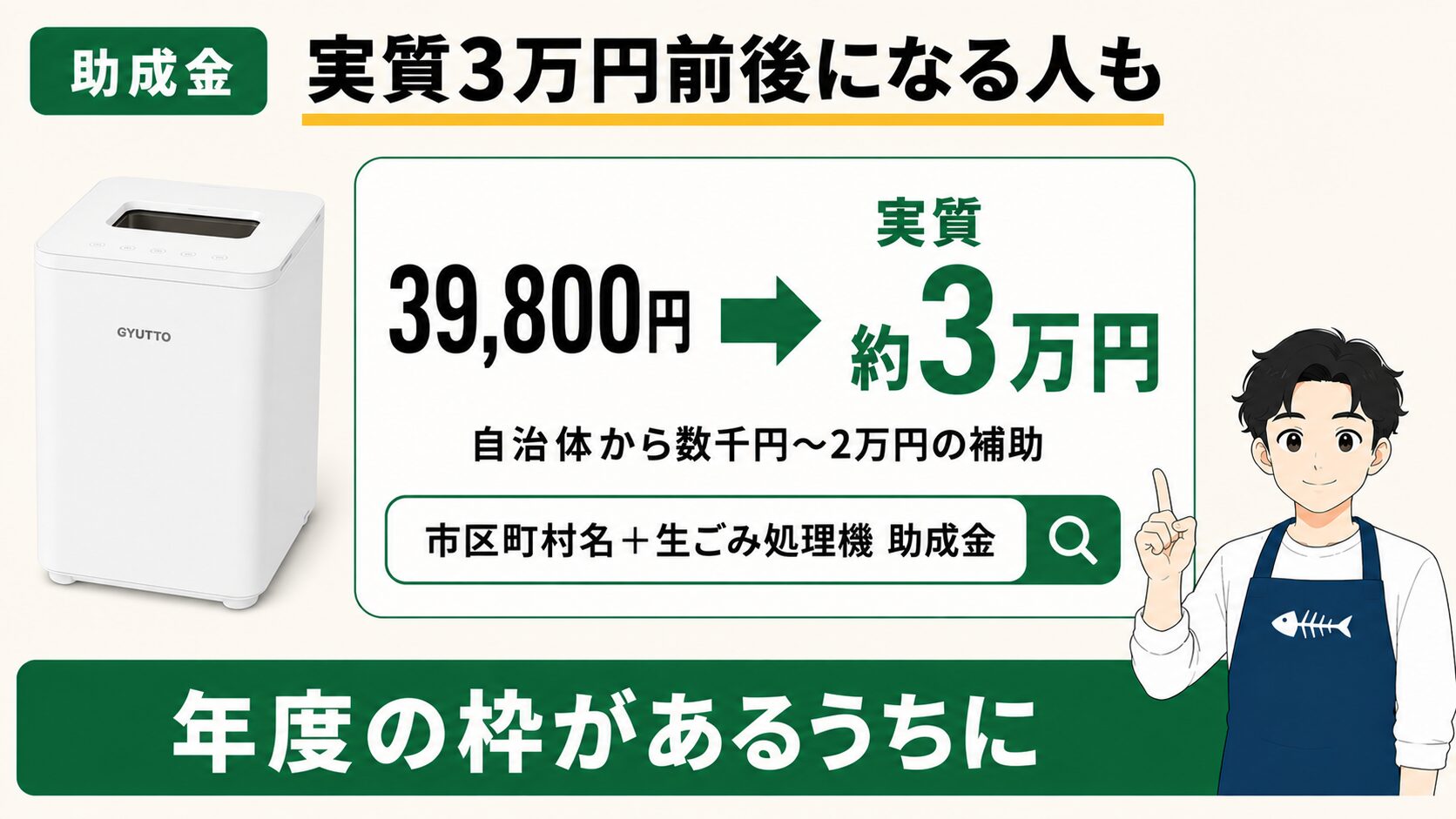 GYUTTOは助成金で実質3万円前後になる場合も