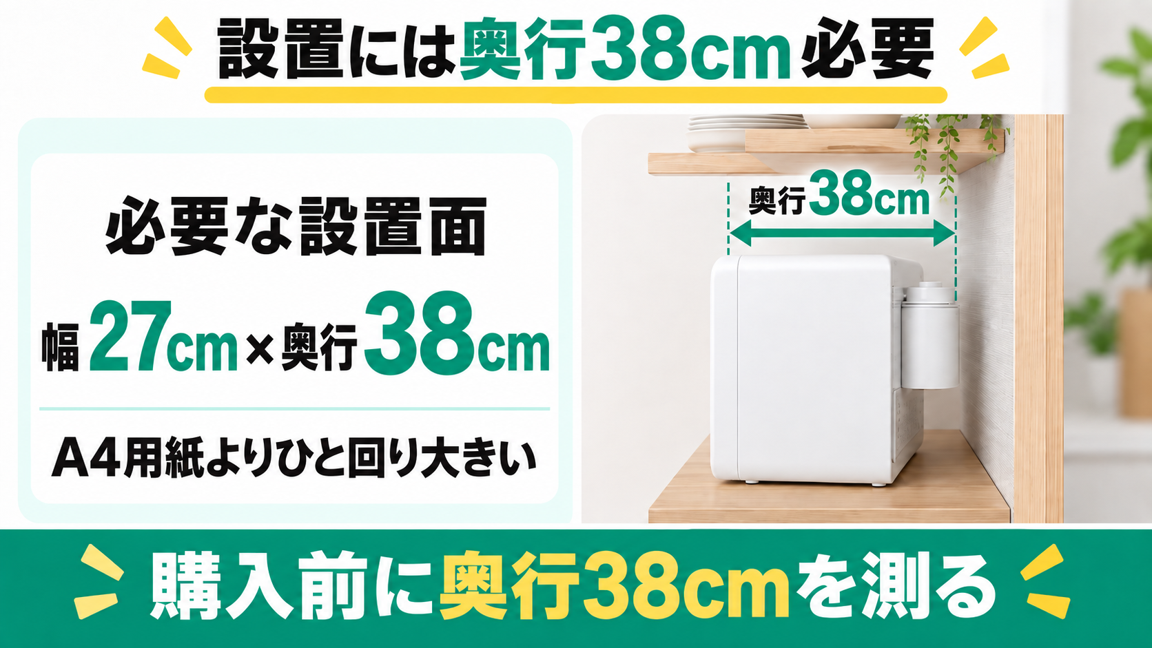 ルーフェンの設置面は幅27×奥行38cmでA4用紙よりひと回り広い
