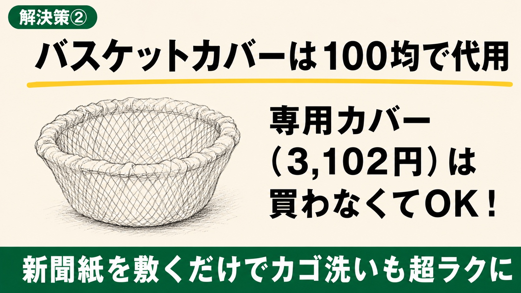 100均の水切りネットで代用している様子