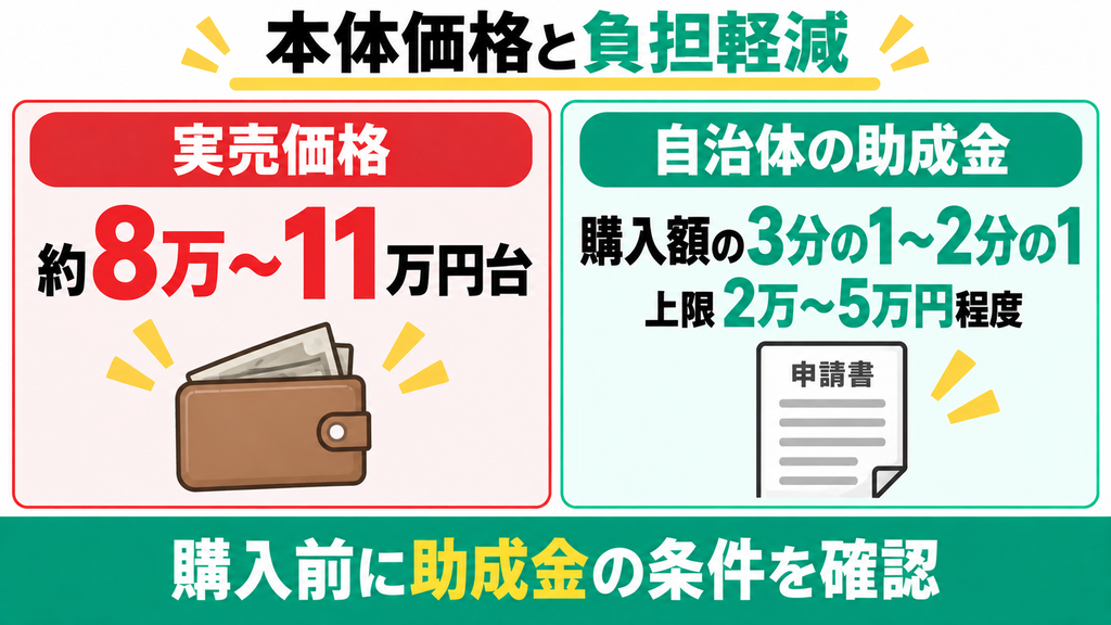 本体価格が約8万〜10万円と高額で初期費用がかかる