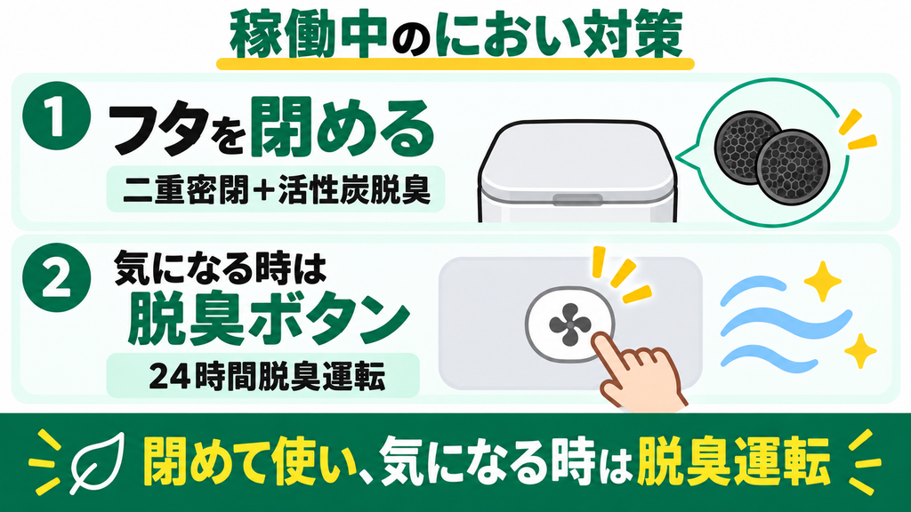 稼働中のにおいは部屋に充満しませんか?