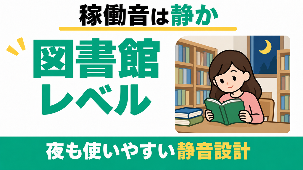 稼働音が約38dBと静かで夜も使いやすい