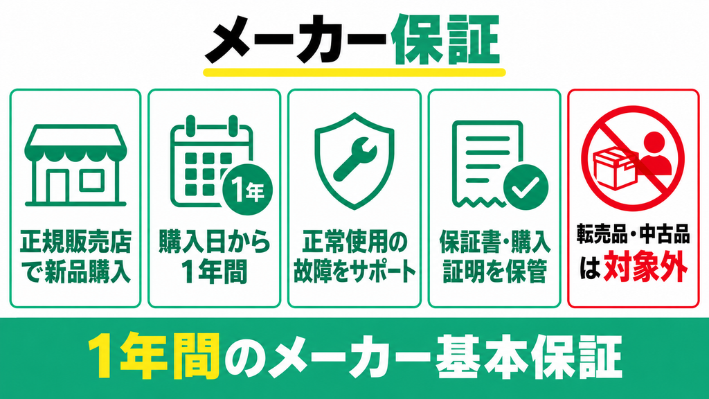 1年間のメーカー保証はどうなっている？
