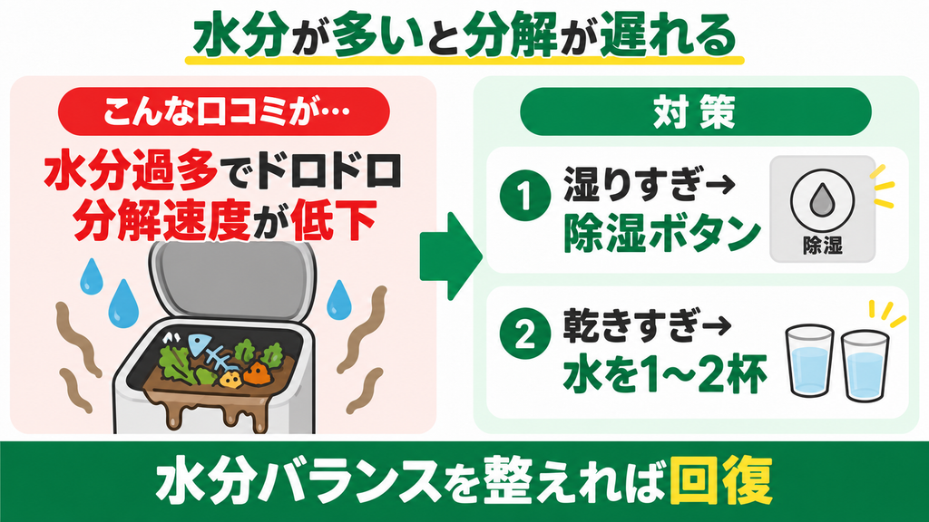 水分が多い生ゴミを入れるとドロドロになり分解が遅れる