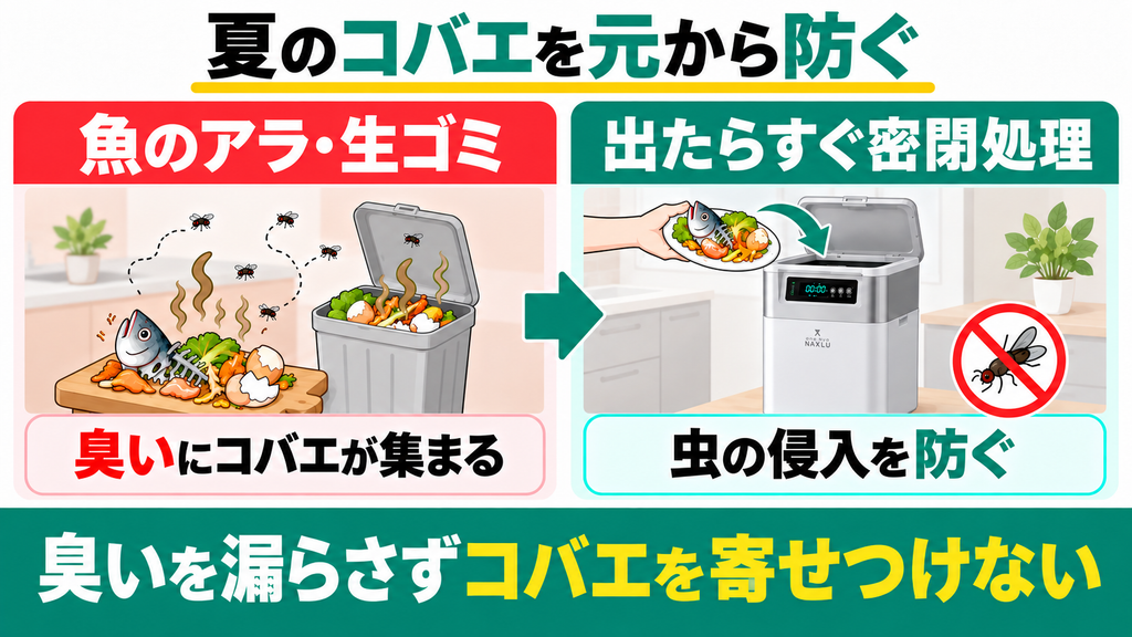 魚の内臓や生ゴミを室内分解して夏場のコバエ発生を防ぎたい人