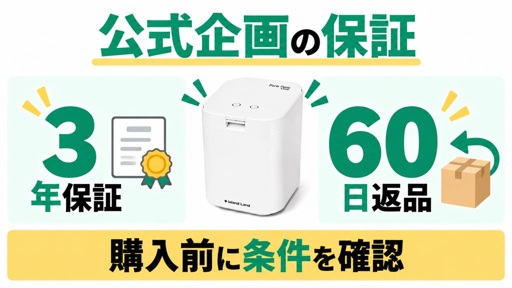 パリパリキューPPC-15の対象公式企画で案内される保証と返品特典