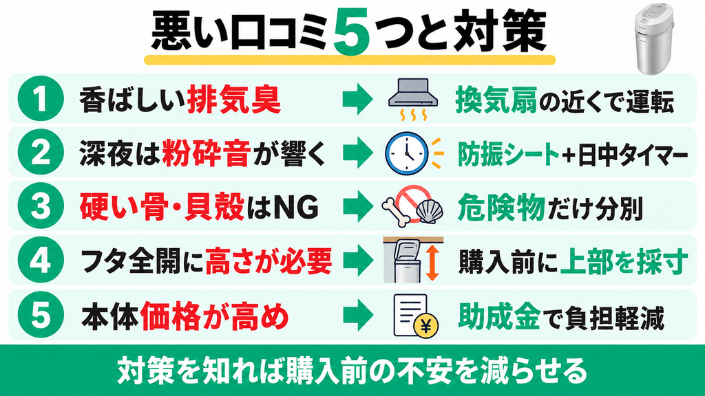 パナソニック生ごみ処理機の悪い口コミ5つと対策
