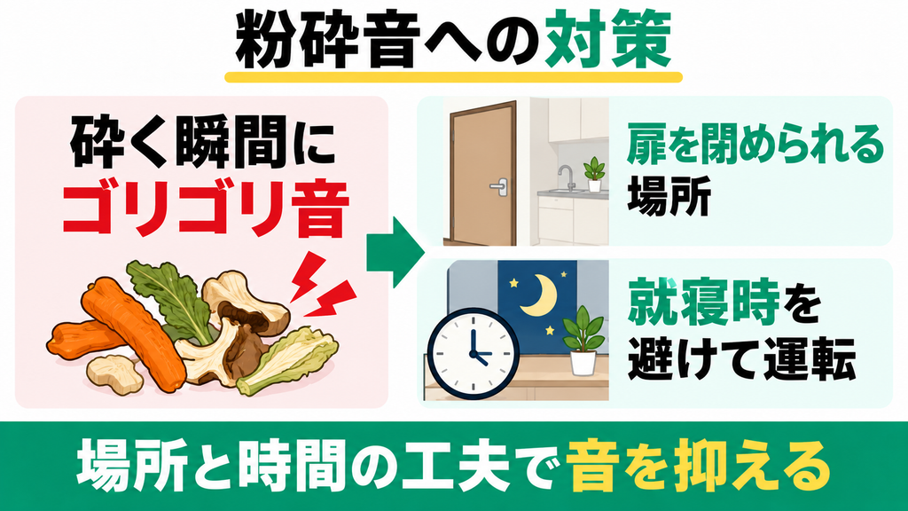 乾燥した野菜を砕くときにゴリゴリという粉砕音が響く