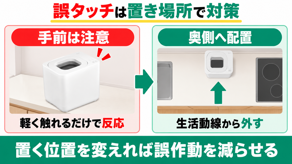 操作ボタンが敏感で少し触れると誤作動する
