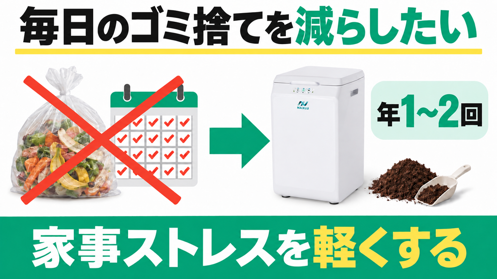 ゴミ捨てを年1〜2回に減らして毎日の家事ストレスを無くしたい人
