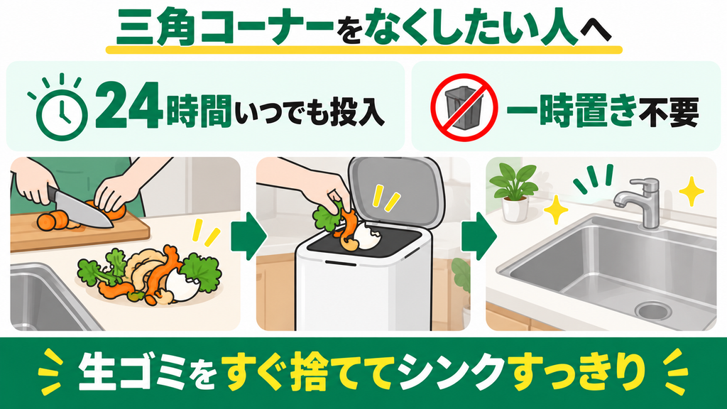 調理中に生ゴミをすぐ捨てて三角コーナーをなくしたい人