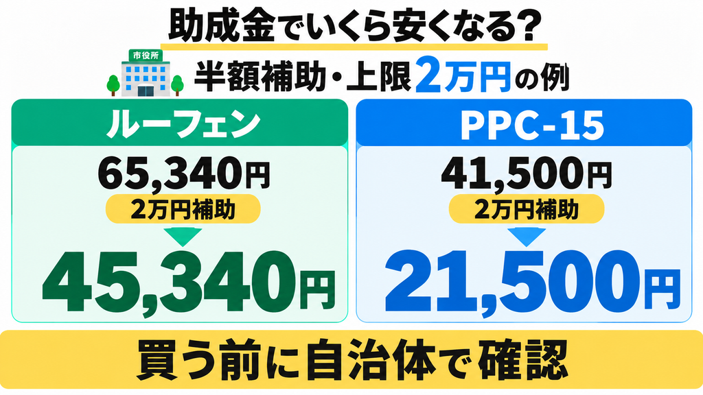 FAQ① 助成金でいくら安くなる？