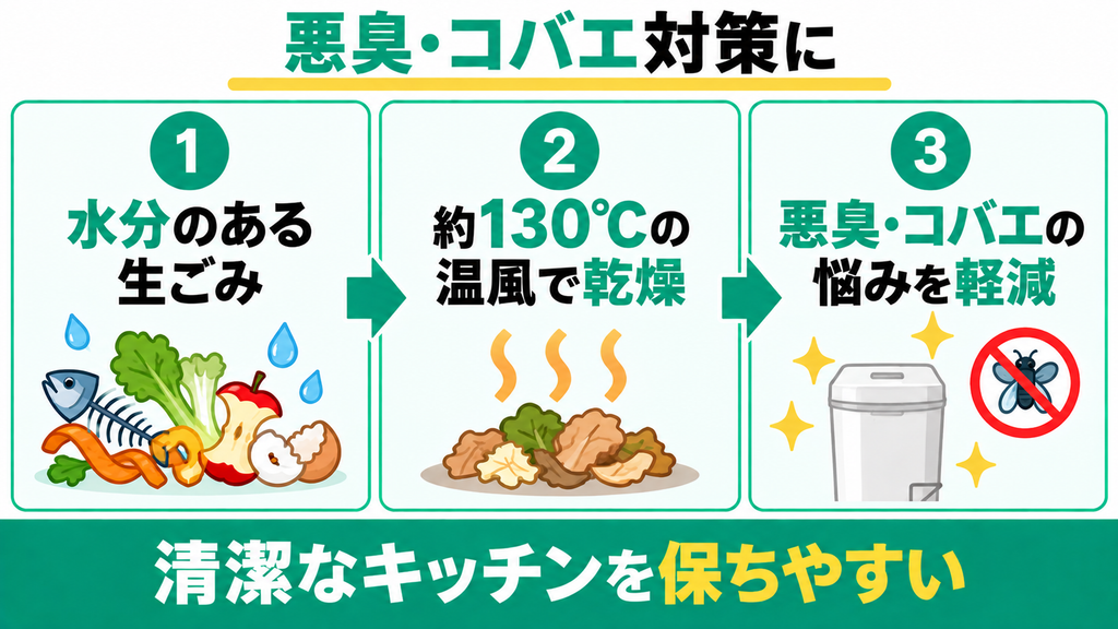 生ごみの悪臭やコバエから解放されてゴミ箱が常に清潔