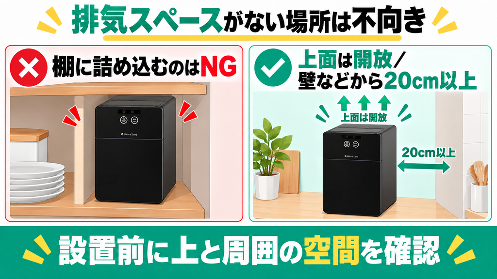 本体上部と周囲に排気スペースを取れない人