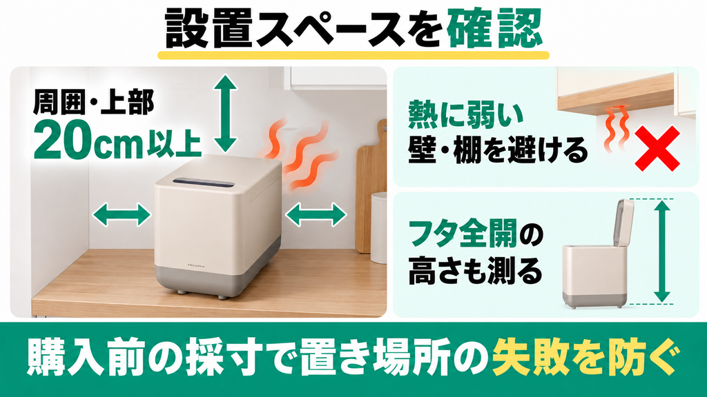 背面の排気温風のスペース確保が必要で置き場所に困る