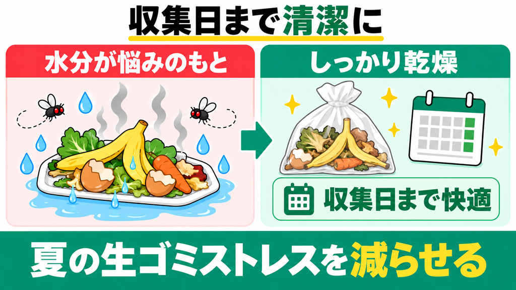 生ごみの悪臭やコバエを防いで収集日の負担を減らしたい人