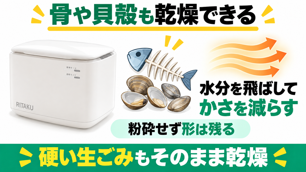 硬い骨や貝殻などの生ごみは入れられますか？