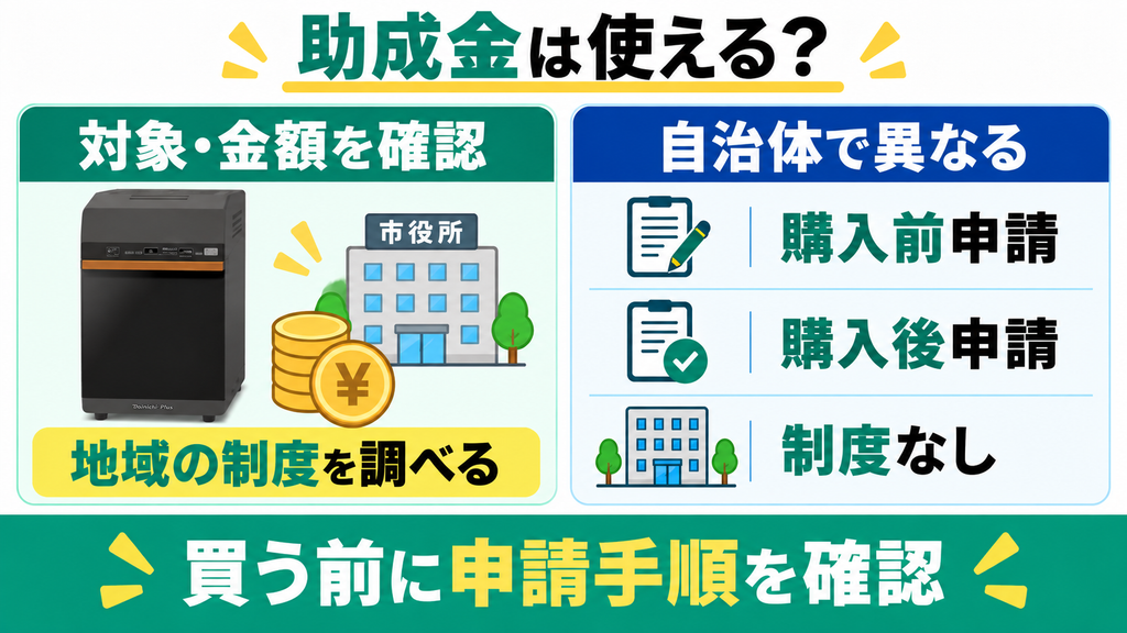 自治体の助成金や補助金は使えますか？