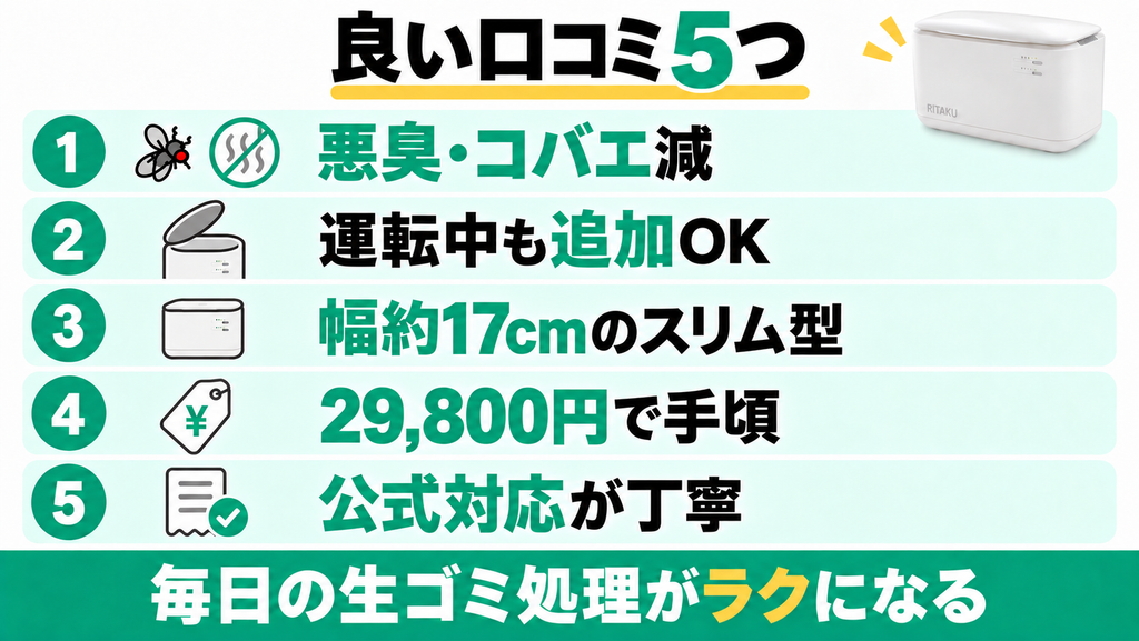 RITAKUの良い口コミ5つ
