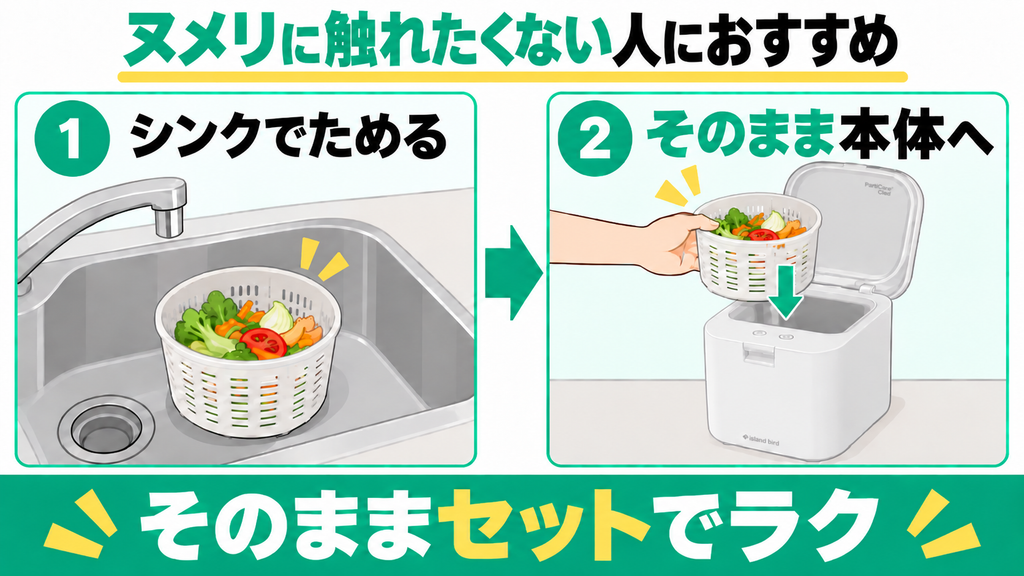 生ゴミのヌメリに直接触れず手軽に処理したい人におすすめ