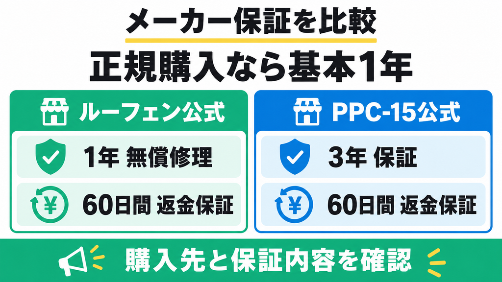 FAQ⑤ 1年間のメーカー保証は？