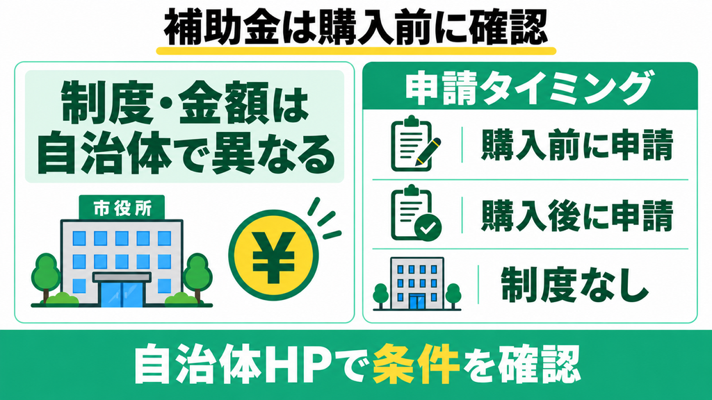 自治体の助成金や補助金は使えますか？