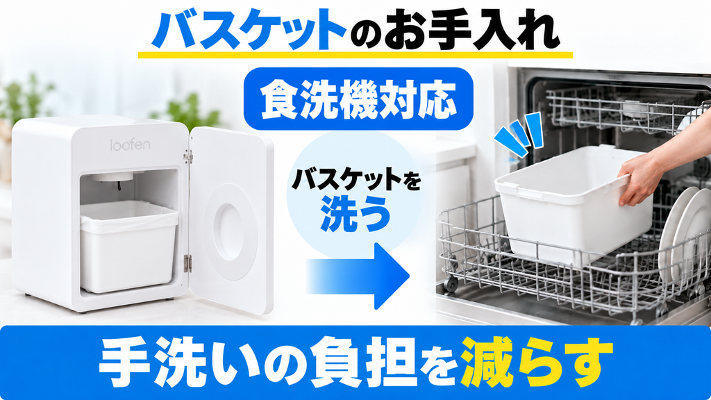 ルーフェンSLW01のバスケットは食洗機で洗え、手洗いの負担を減らせる