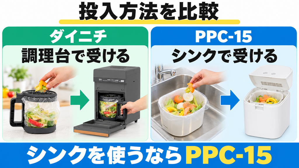 投入方法｜シンクに直置きできるのはパリパリキュー