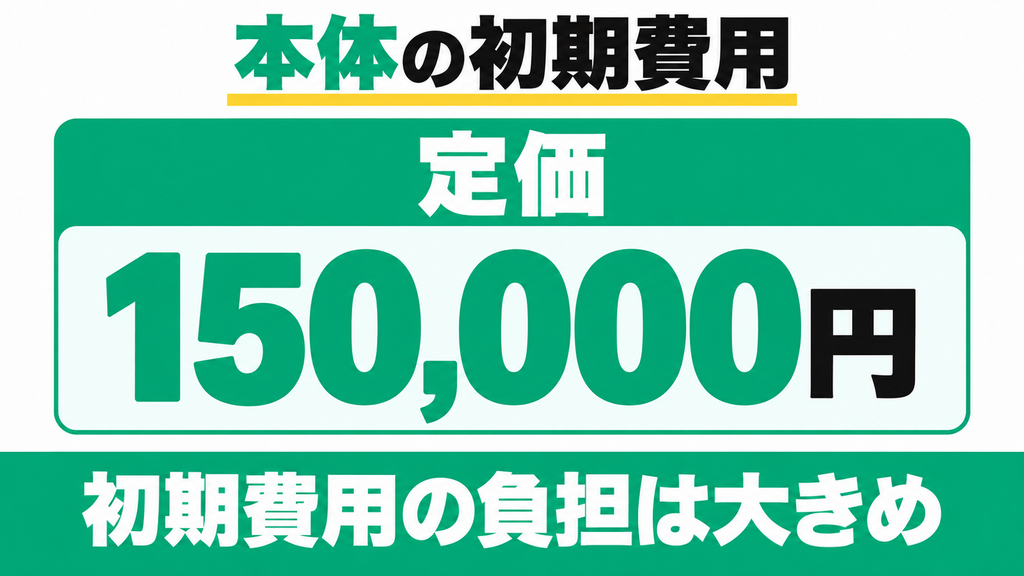 本体価格が約15万円と高額で初期費用がかさむ