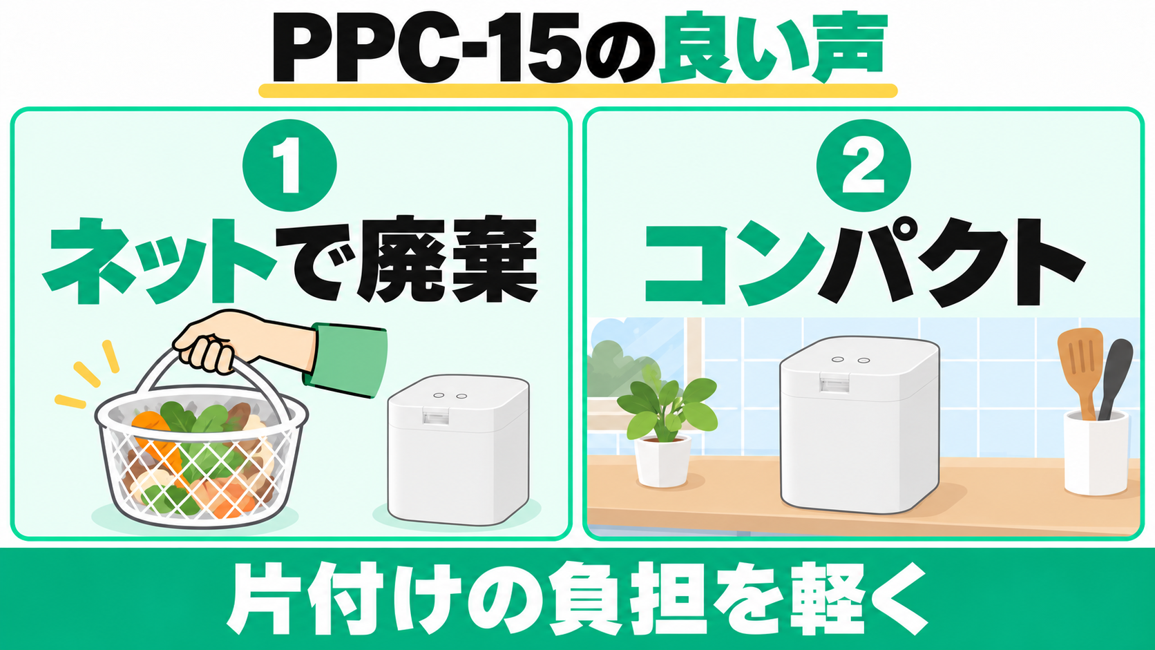 PPC-15の良い口コミはネットごと廃棄できることとコンパクトな設置。