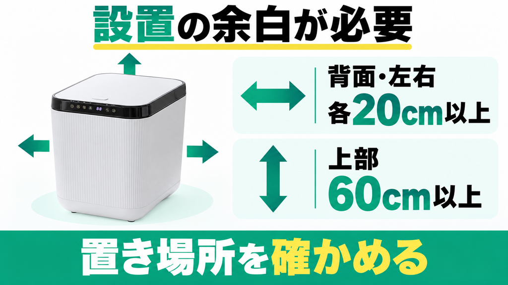 周囲20cmの排気隙間やフタ全開の高さが取れない狭小キッチンの人