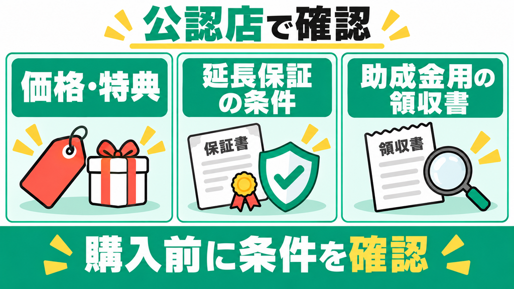 公認店の価格・特典・延長保証条件を確認