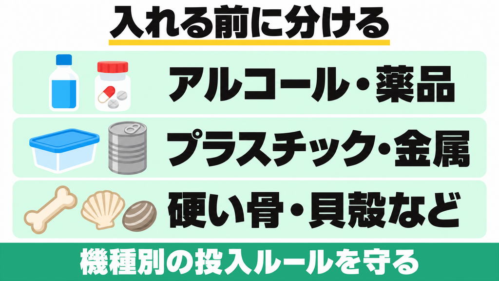 MS-N53XDとFD-015Mへの投入前に分別するもの