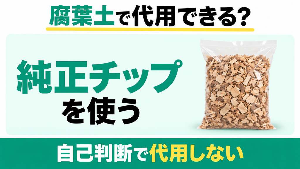 専用チップの代わりにホームセンターの腐葉土で代用できる?