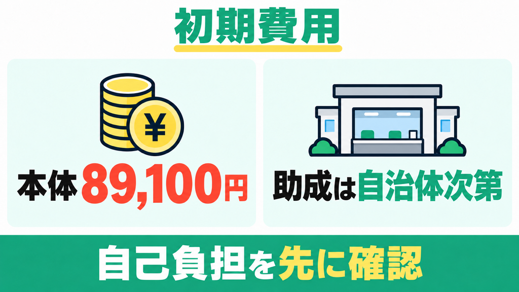 自治体助成金を使っても初期費用を数万円以内に抑えたい予算重視の人