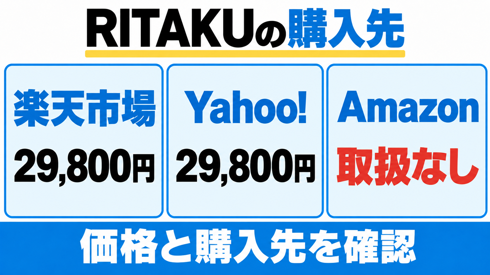 RITAKU NF-010の購入先。楽天市場とYahoo!ショッピングは29,800円、Amazonは取り扱いなし。