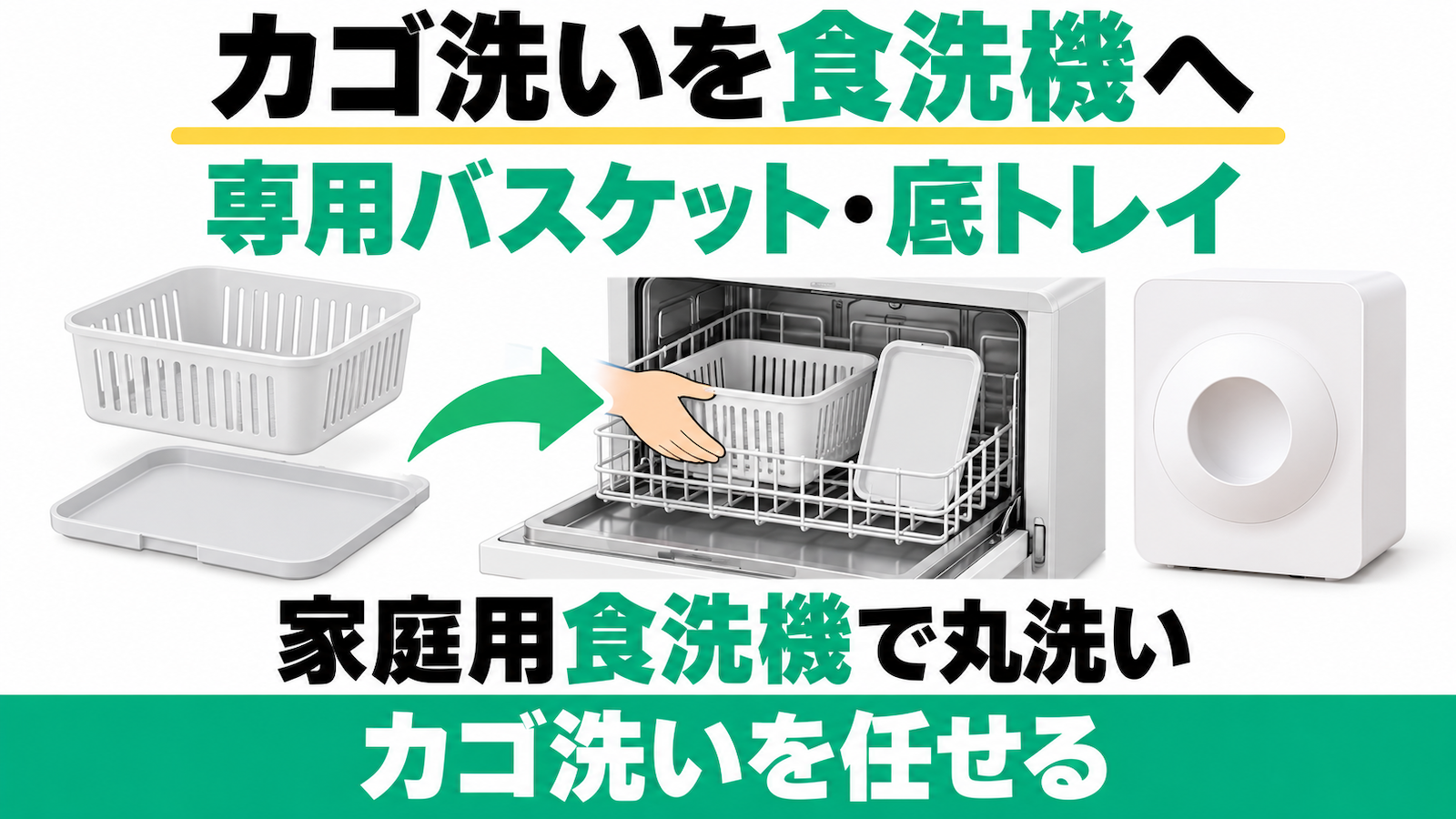 ルーフェンのカゴと底トレーは食洗機対応で、取り外して洗える。