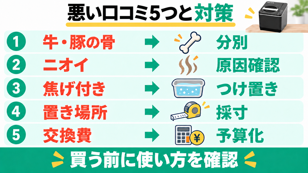 フードサイクラー FC-1001の悪い口コミ5つと対策