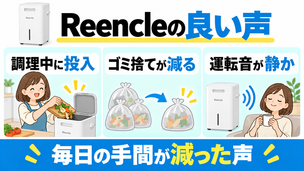 Reencle Prime RC-02の良い口コミは都度投入とゴミ捨ての減少が中心