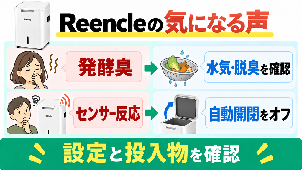 Reencle Prime RC-02の気になる口コミは開閉時の発酵臭と足元センサー