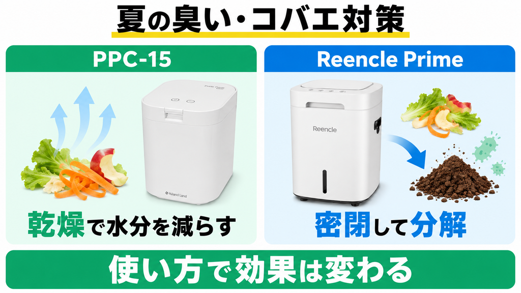 パリパリキューPPC-15とReencle Prime RC-02の夏場の臭い・コバエ対策