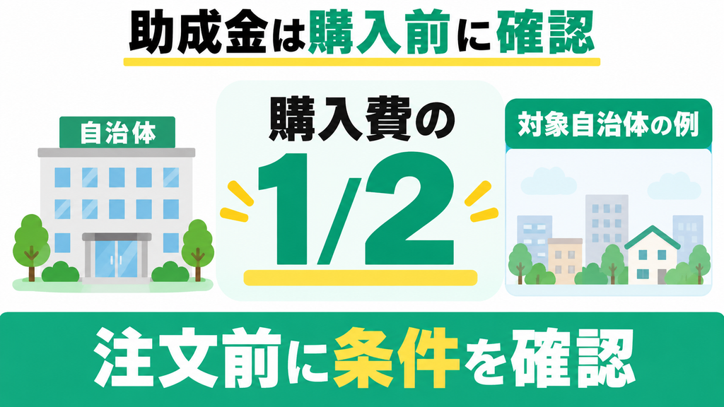 生ごみ処理機の助成金は自治体の条件を購入前に確認し、購入費の半額は一例
